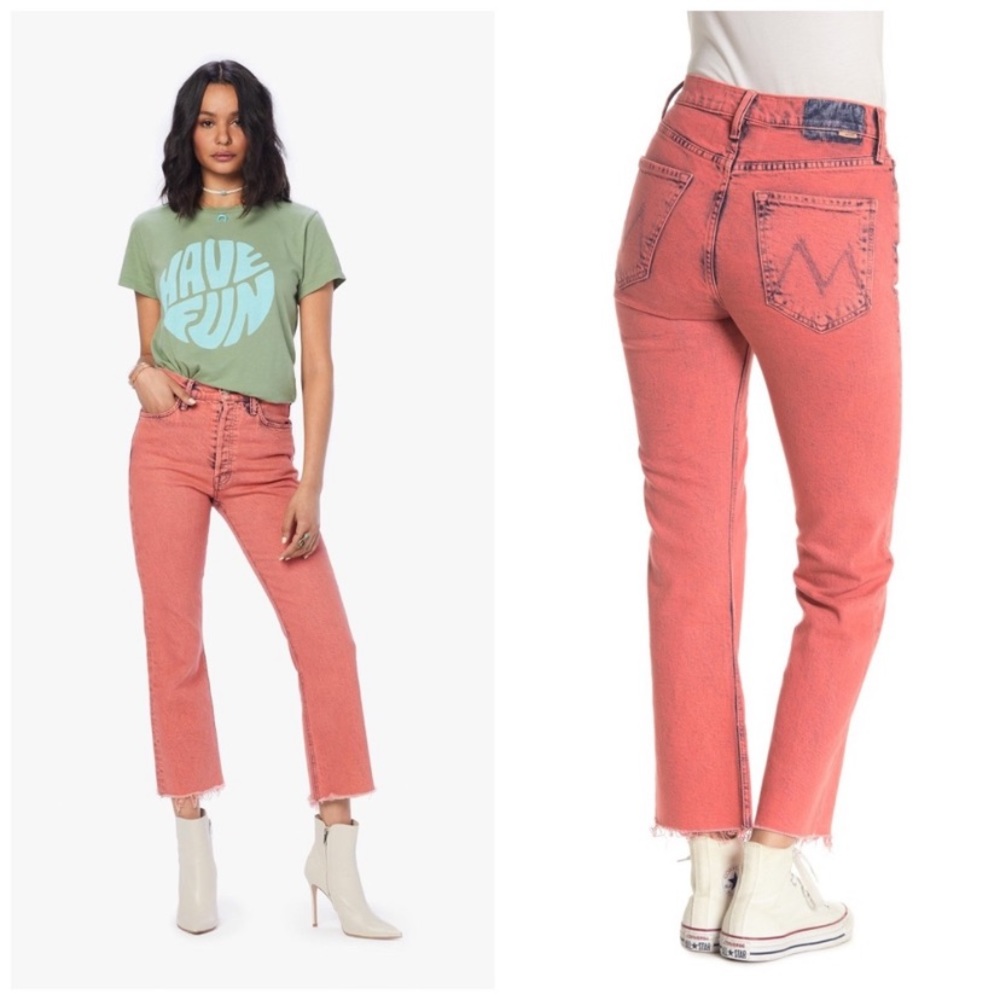 NWT Mother the tripper crop fray hem flare jeans